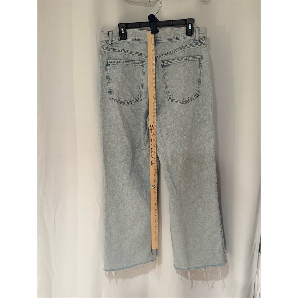 Zara Jeans Womens Size 12 Light Wash Blue Wide-Leg Cropped High Rise Raw12 - Picture 8 of 11